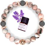 [Healing Trust] Lava Rock Bracelet with Lavender Essential Oil, Pink Zebra Jasper Essential Oil Diffuser Bracelet, Yoga Mediation Bracelet Stone Diffuser, Relaxing Aromatherapy Diffuser Bracelet, Pink Bracelet for Women and Men